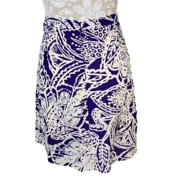 Loft Skirt Mini Purple & Ivory Floral Linen & Rayon A-line Women's 6 - Picture 3 of 6